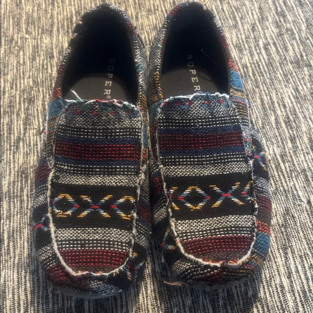 Roper Women’s Liza Southwest Driving Moccasin Loafer Aztec Casual Slip On S 6.5 - Picture 2 of 3